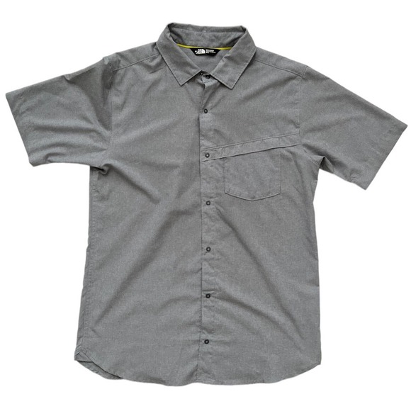 The North Face Shirt Men’s Size Medium Snap Short Sleeve Button Up Grey Hiking - Picture 1 of 4